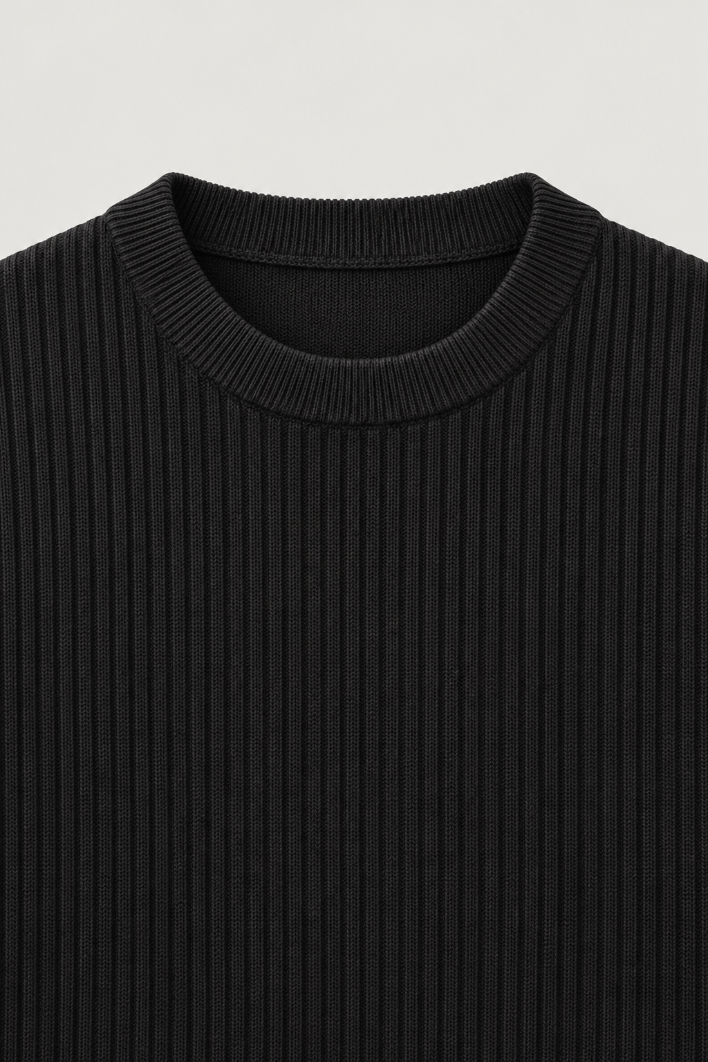 Pull col rond en maille côtelée