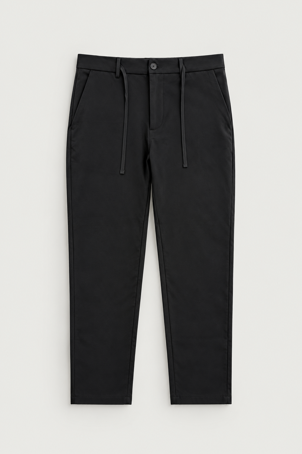 Pantalon slim à cordon noir, vue de face