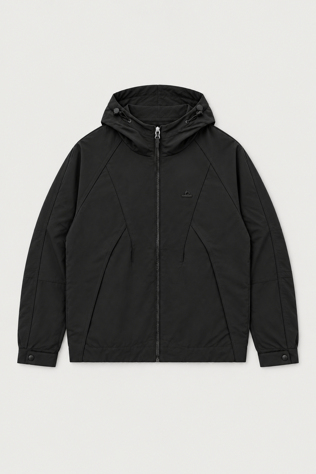 Veste à capuche à découpes noire, vue de face