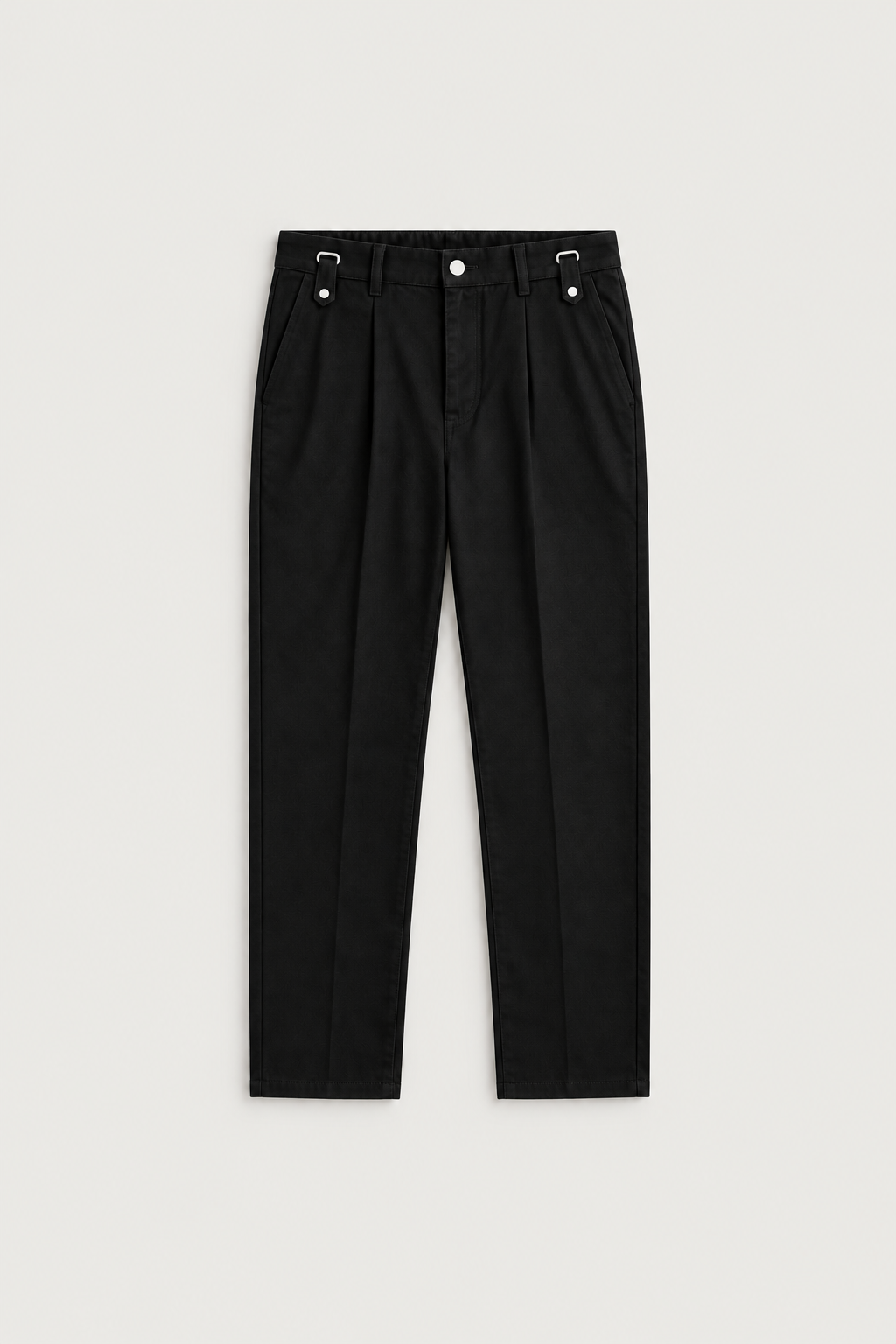 Pantalon à pinces à pattes de serrage noir, vue de face
