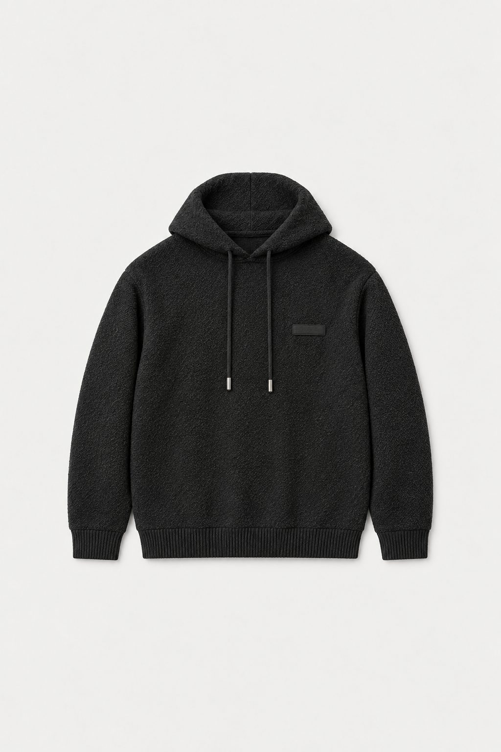 Sweat à capuche en maille texturée noir, vue de face