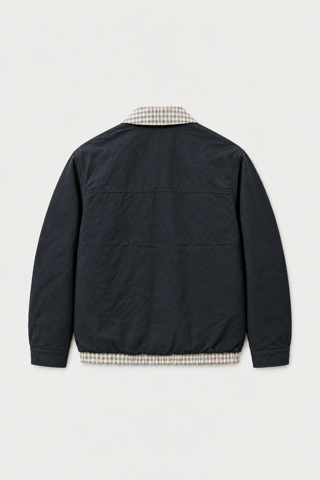 Blouson zippé col à carreaux noir – vue de dos