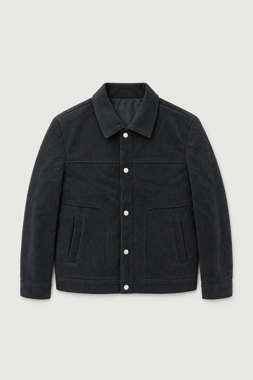Veste trucker en velours côtelé noire – vue de face