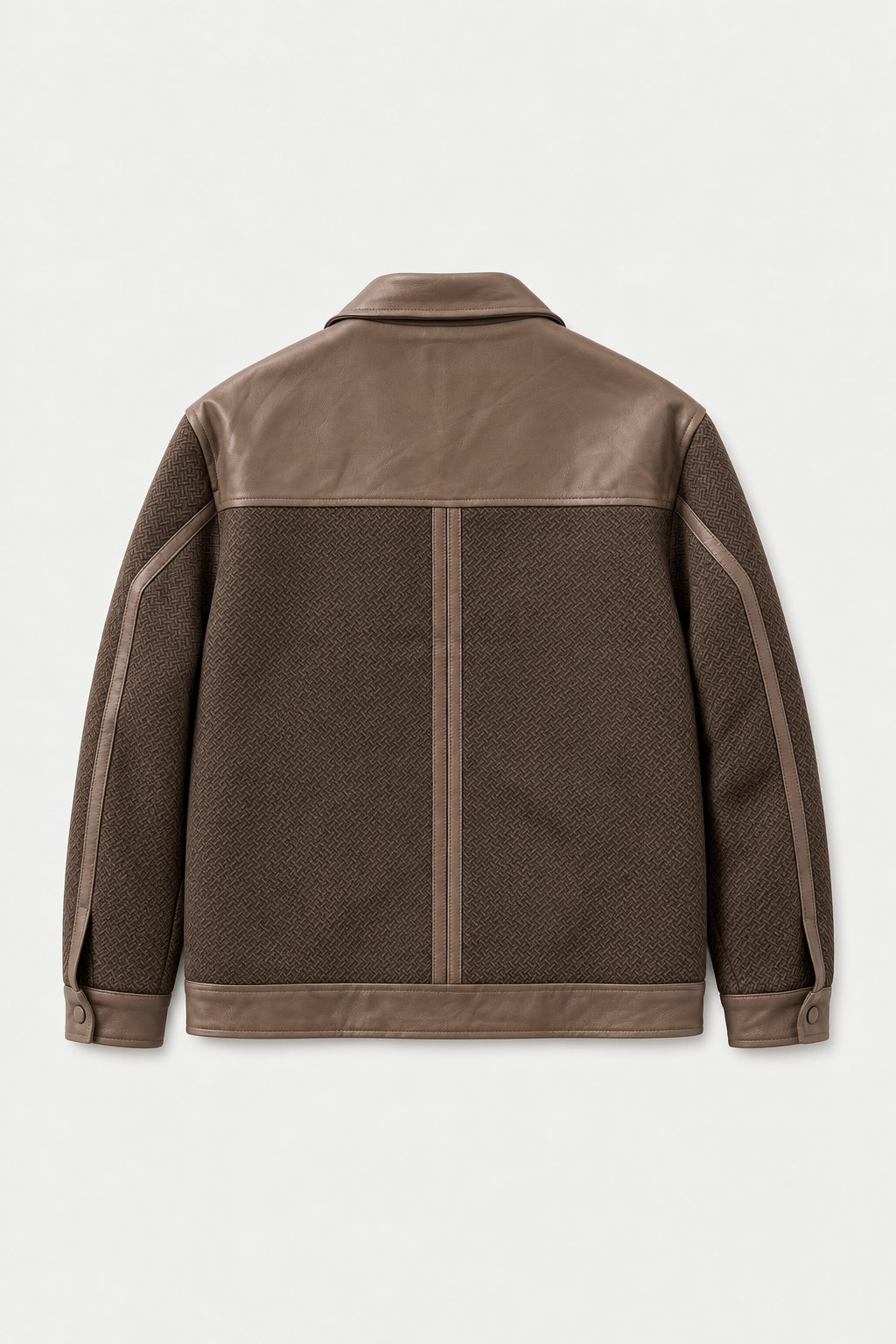 Veste bi-matière effet cuir marron – vue de dos