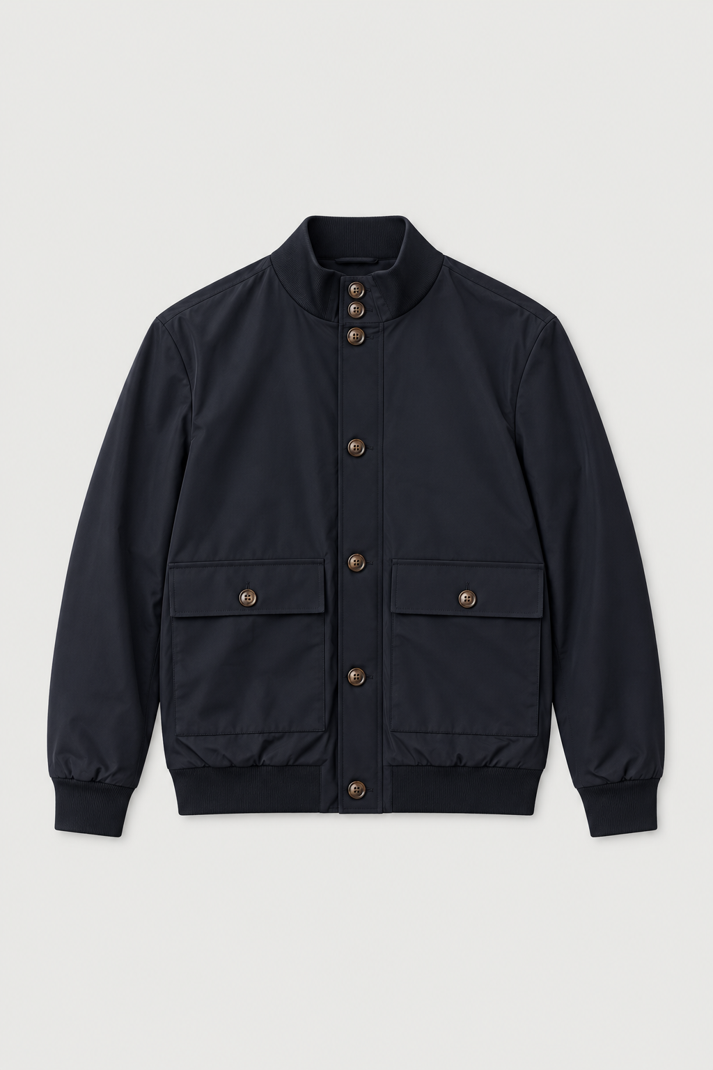 Blouson à poches col montant noir, vue de face