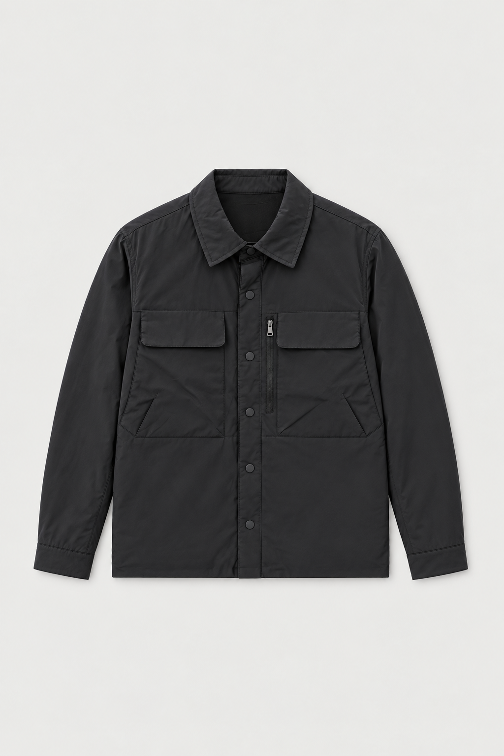 Veste réversible noire, côté utilitaire avec poches poitrine