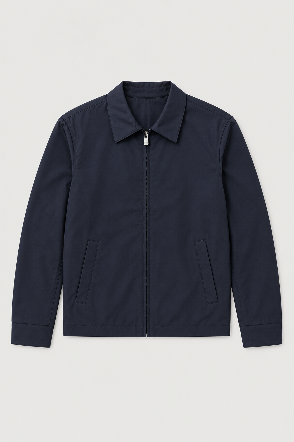 Blouson épuré à col chemise bleu marine, vue de face