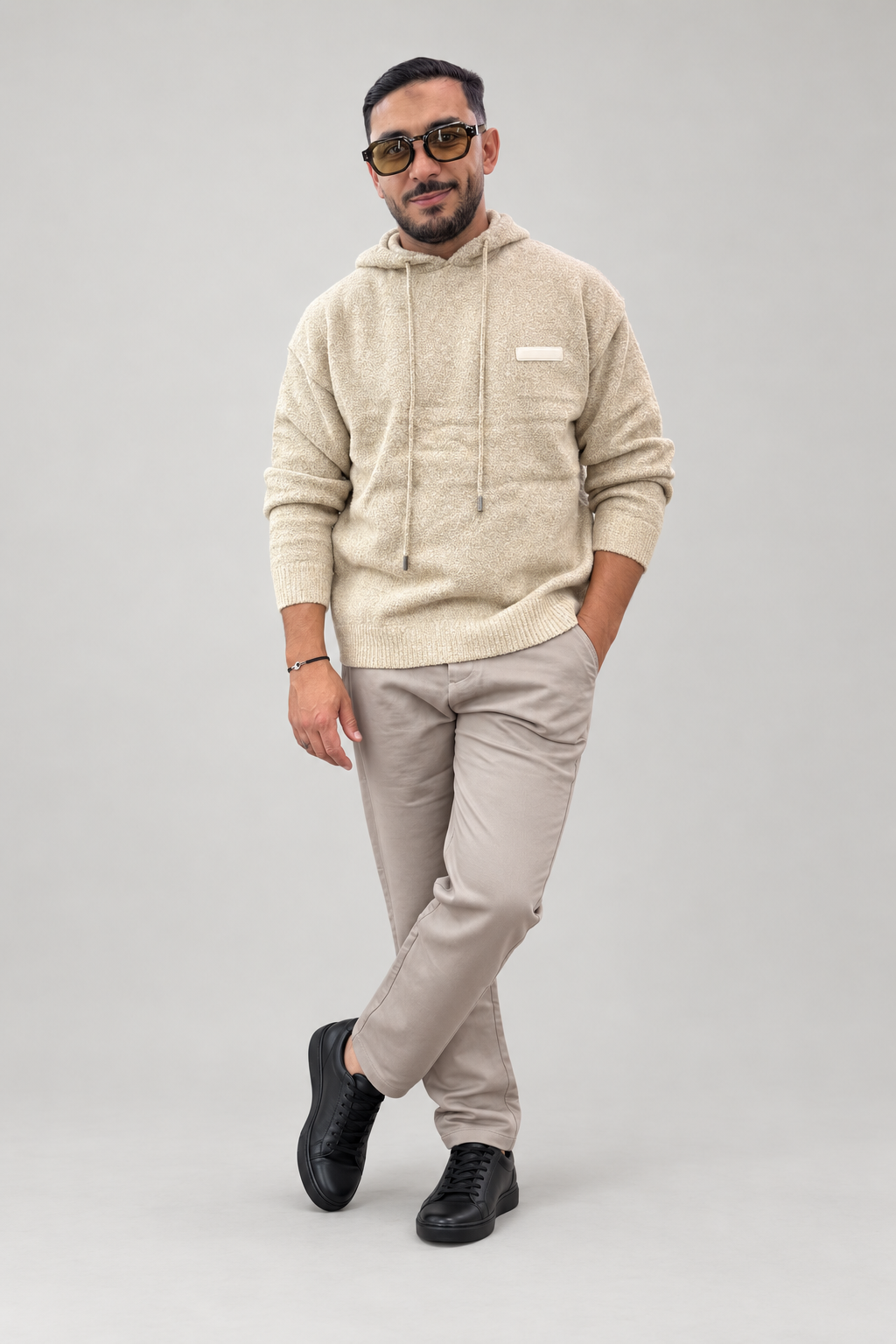 Sweat à capuche en maille texturée