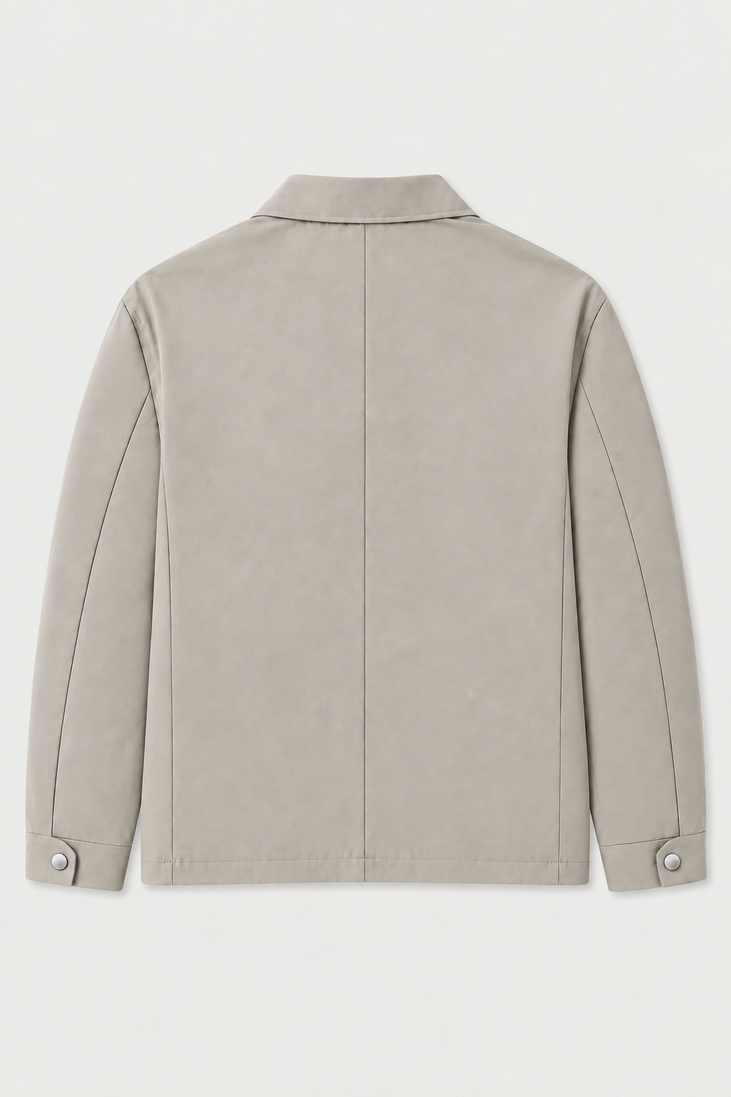 Blouson épuré à col chemise gris beige, vue de dos