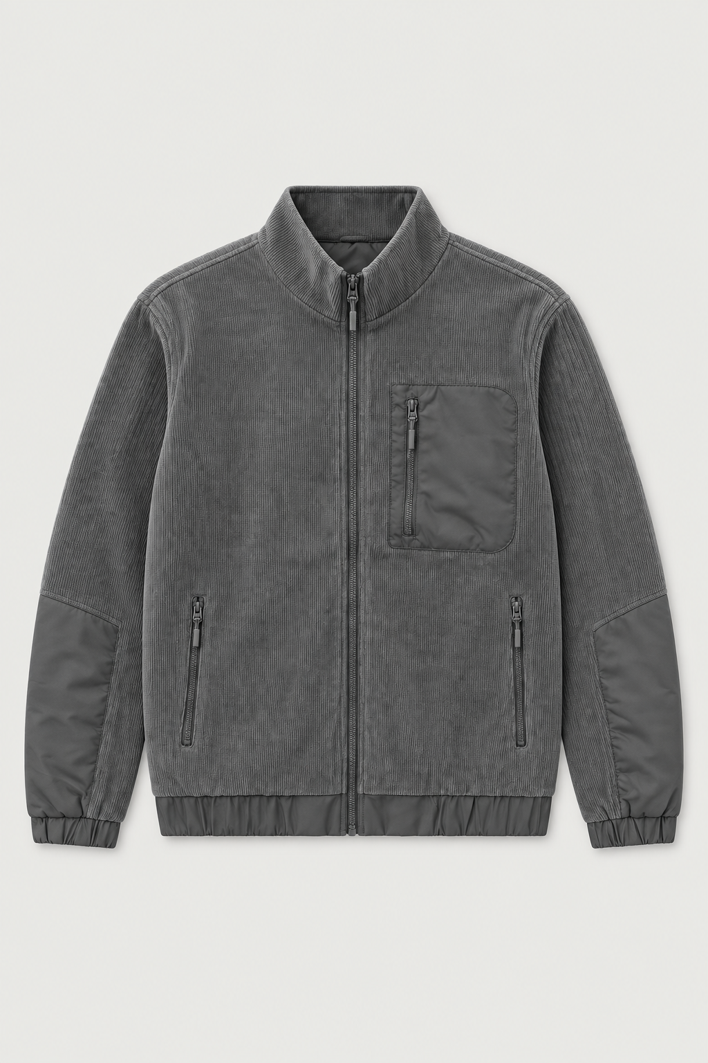Veste zippée en velours côtelé grise – vue de face