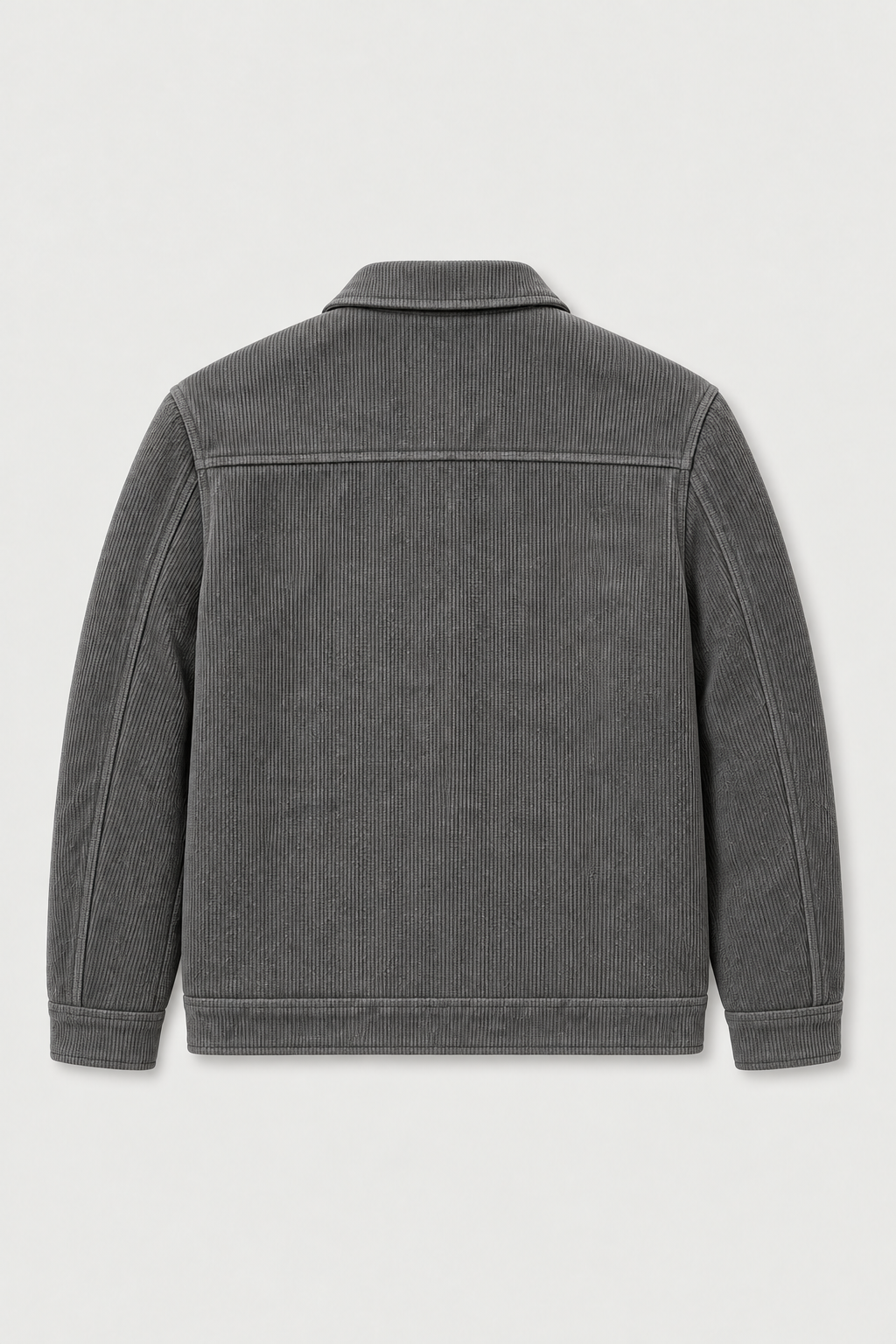 Veste trucker en velours côtelé grise – vue de dos