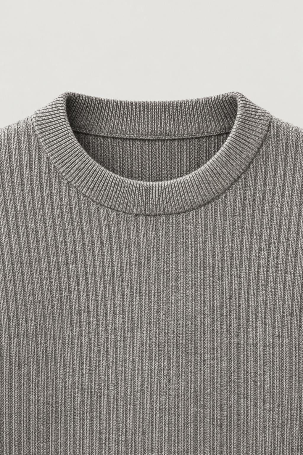Pull col rond en maille côtelée