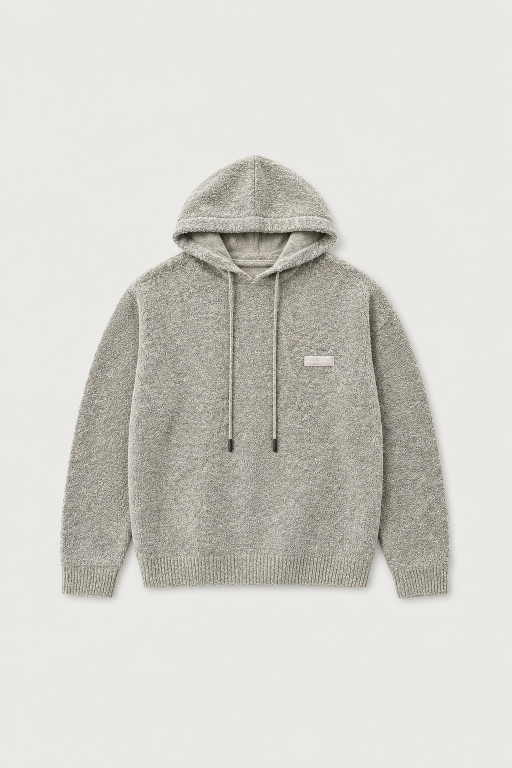 Sweat à capuche en maille texturée gris chiné, vue de face