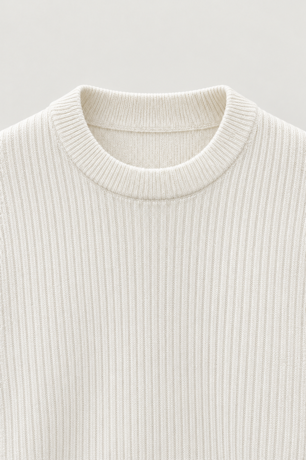 Pull col rond en maille côtelée