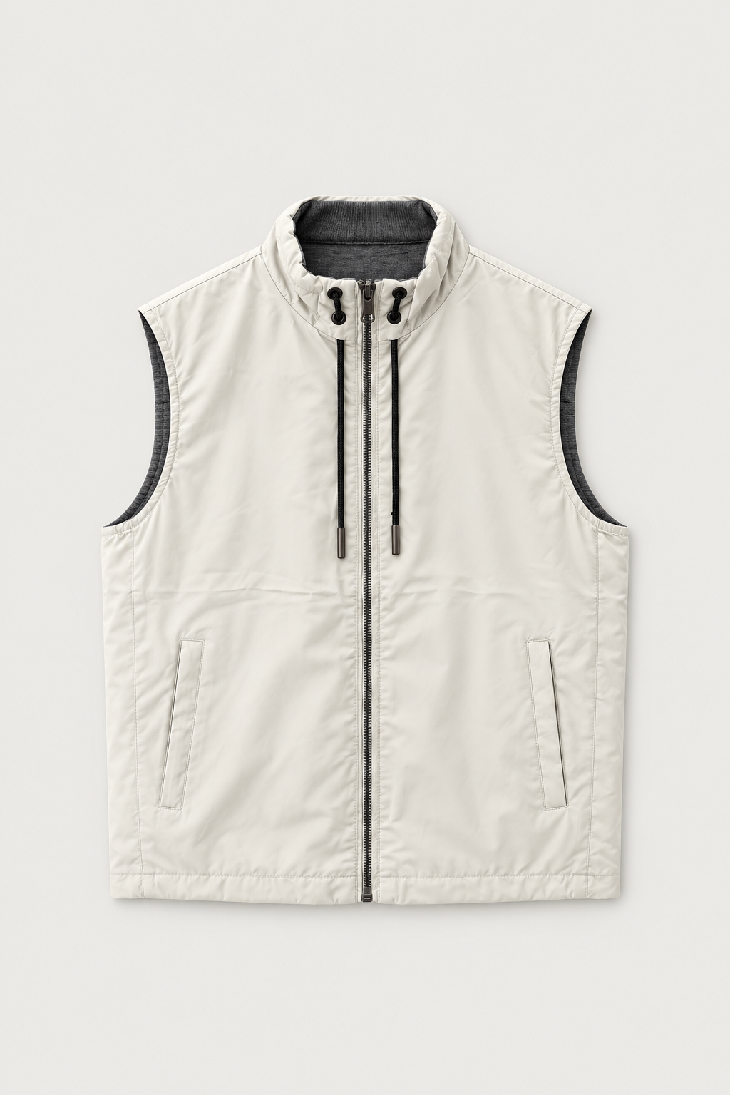 Gilet sans manches zippé écru, vue de face