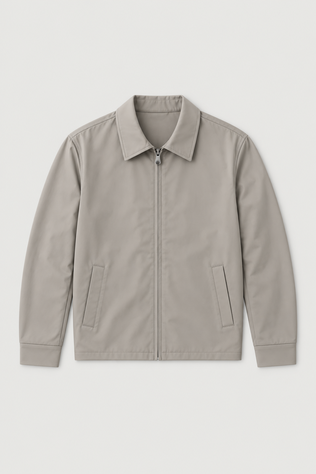 Blouson épuré à col chemise gris beige, vue de face