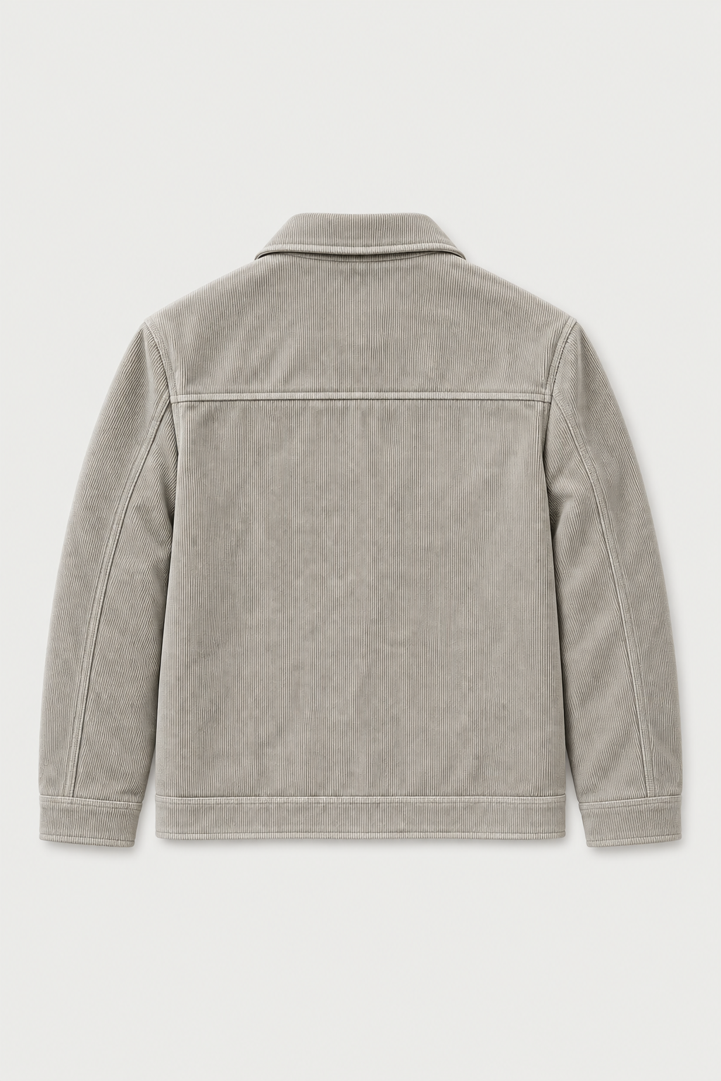 Veste trucker en velours côtelé gris clair – vue de dos
