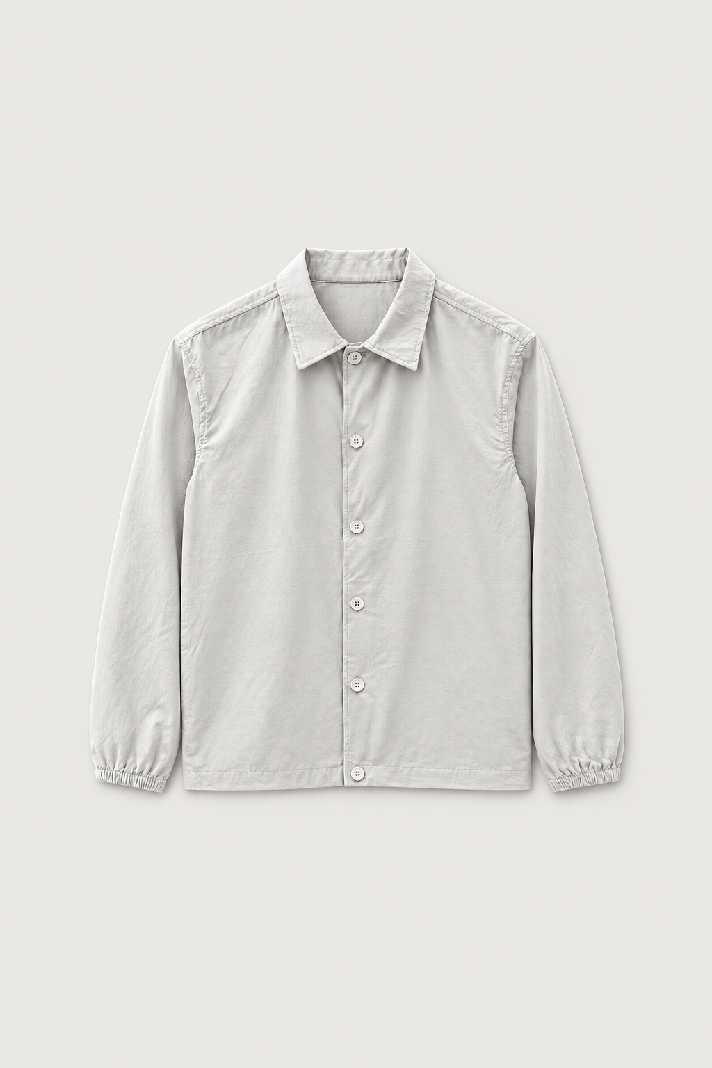 Blouson boutonné col chemise gris clair, vue de face