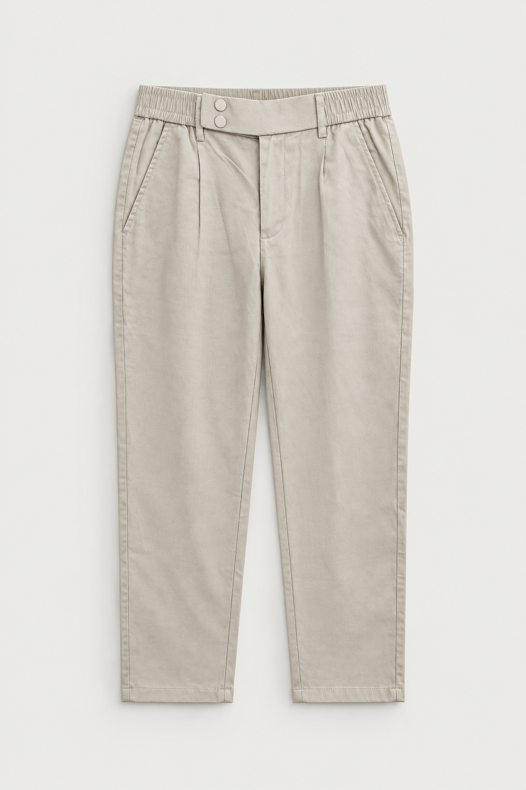 Pantalon à pinces taille élastique beige clair, vue de face