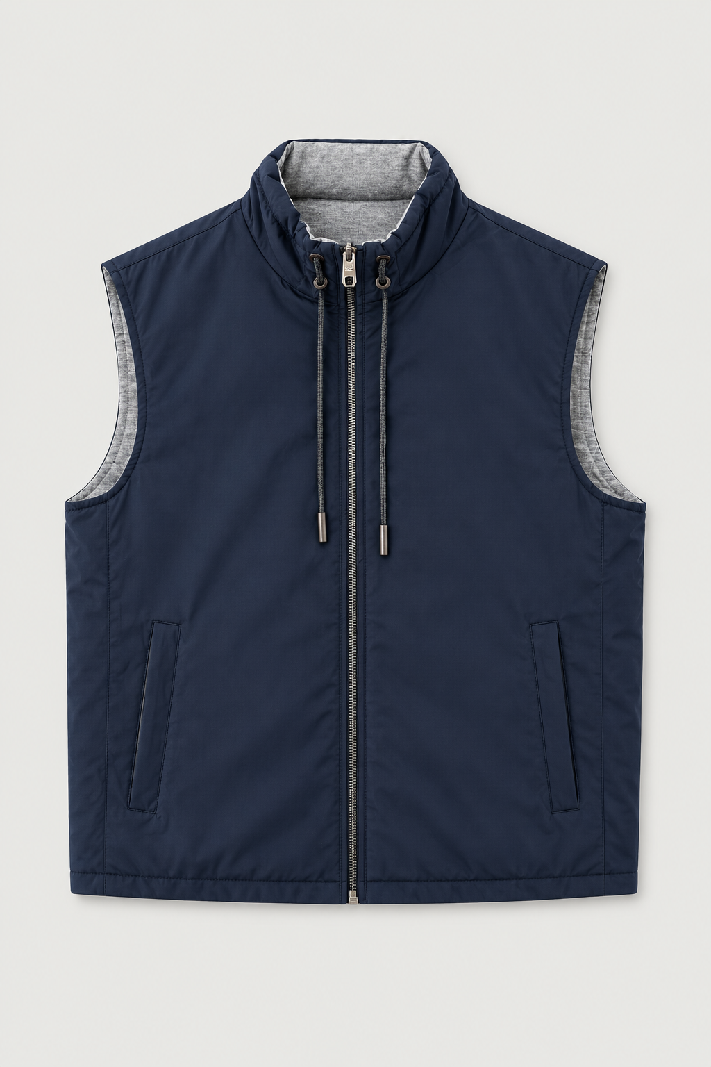 Gilet sans manches zippé bleu marine, vue de face