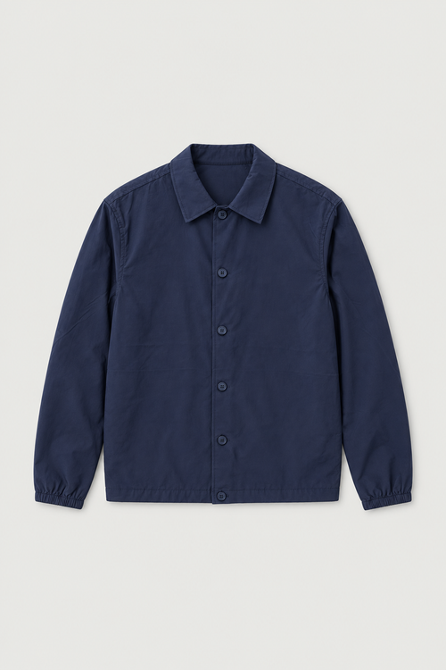 Blouson boutonné col chemise bleu marine, vue de face