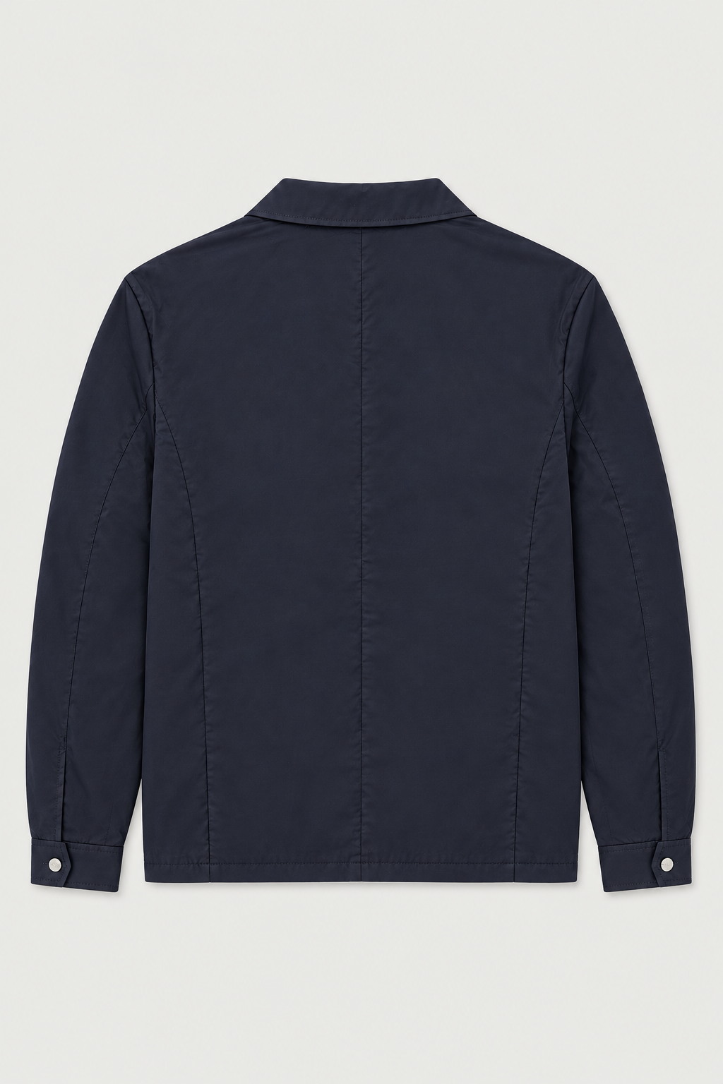 Blouson épuré à col chemise bleu marine, vue de dos