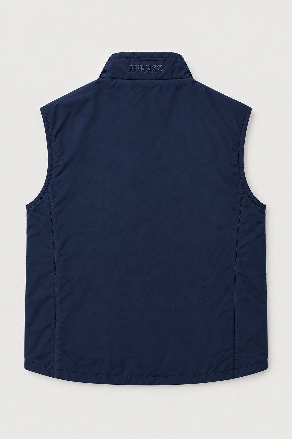 Gilet sans manches zippé bleu marine, vue de dos