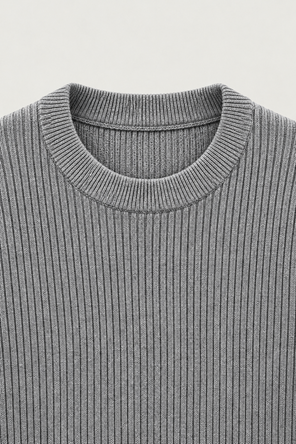 Pull col rond en maille côtelée
