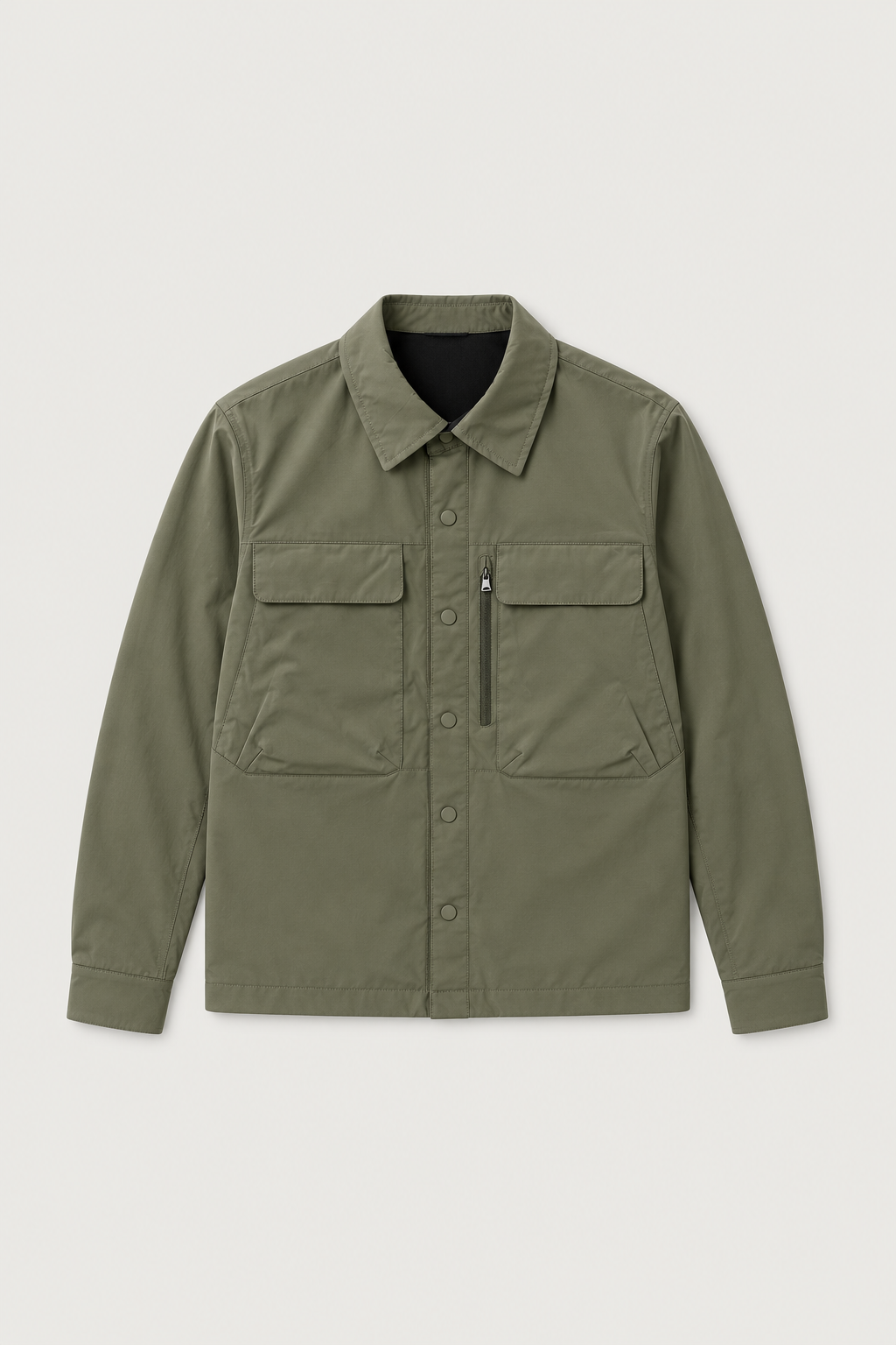 Veste réversible kaki et noir, côté kaki