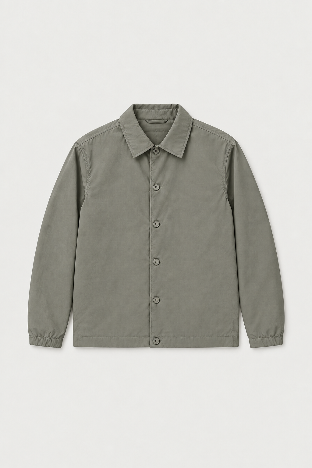 Blouson boutonné col chemise gris olive, vue de face