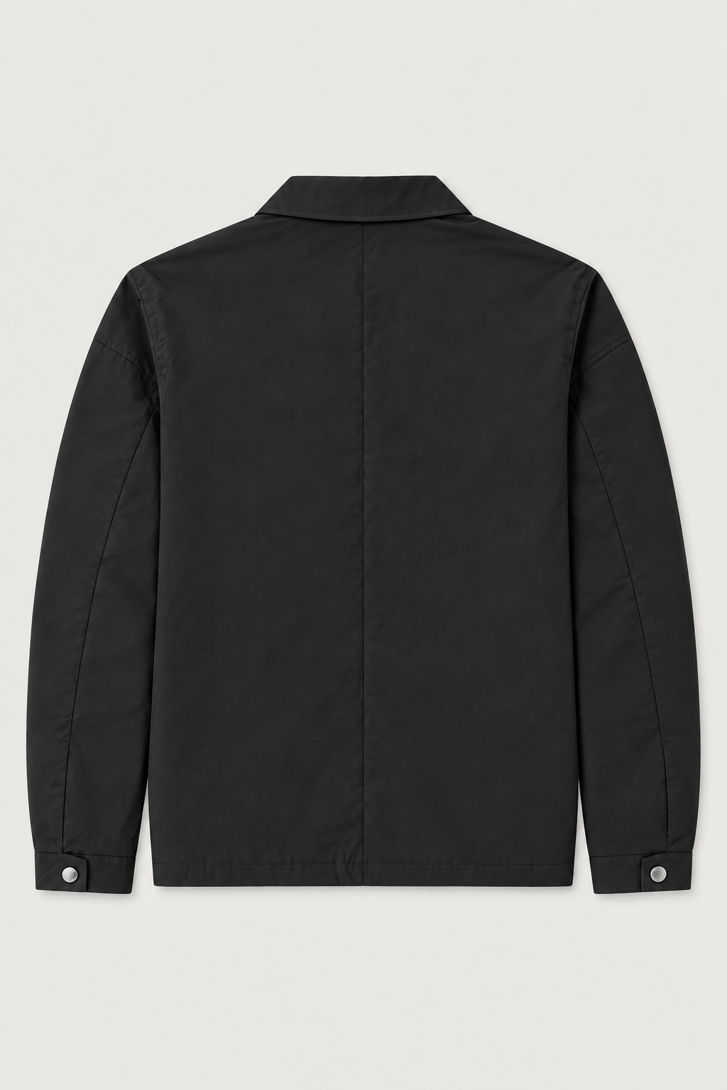 Blouson épuré à col chemise noir, vue de dos