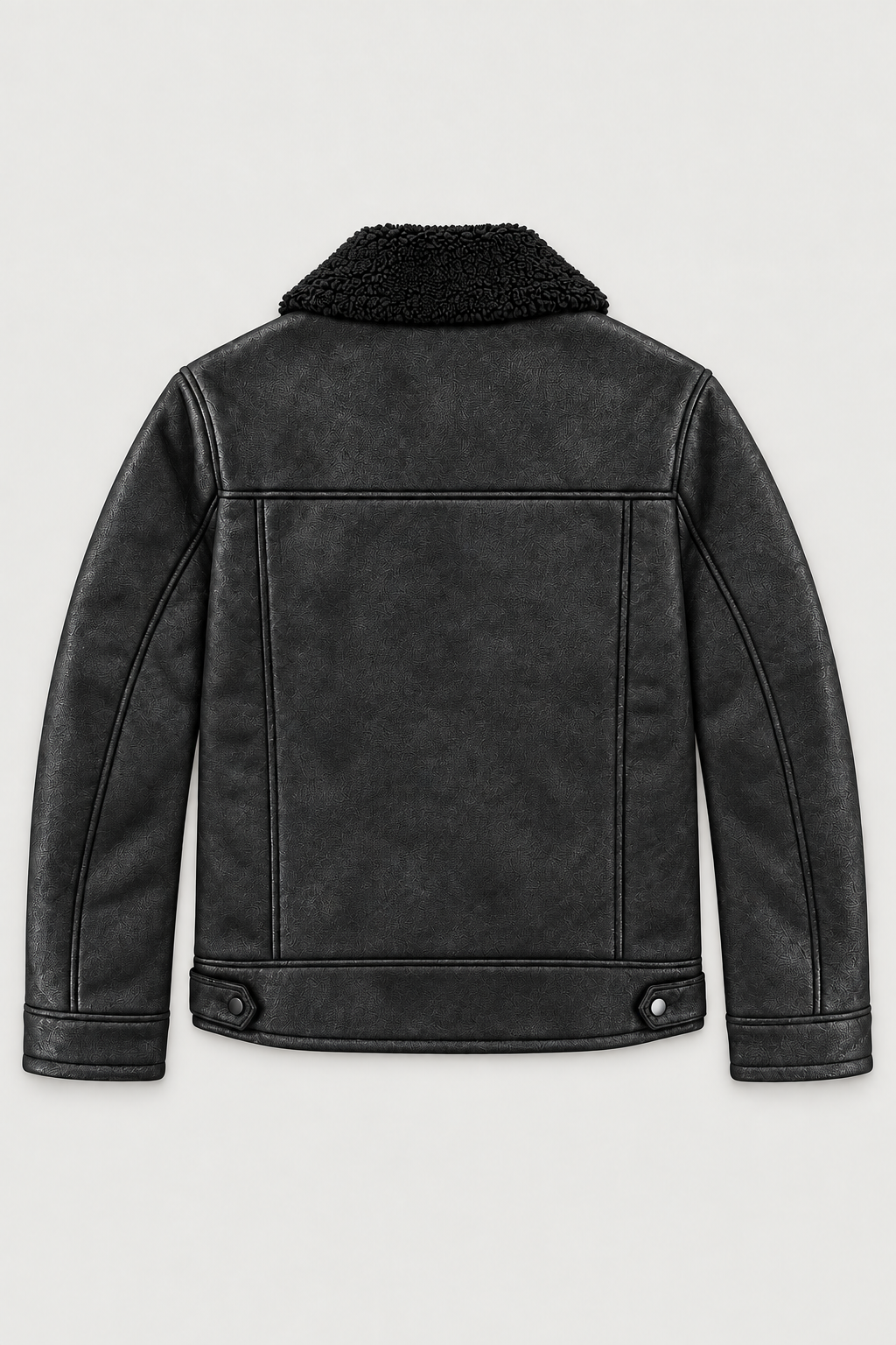 Blouson aviateur effet cuir noir, vue de dos