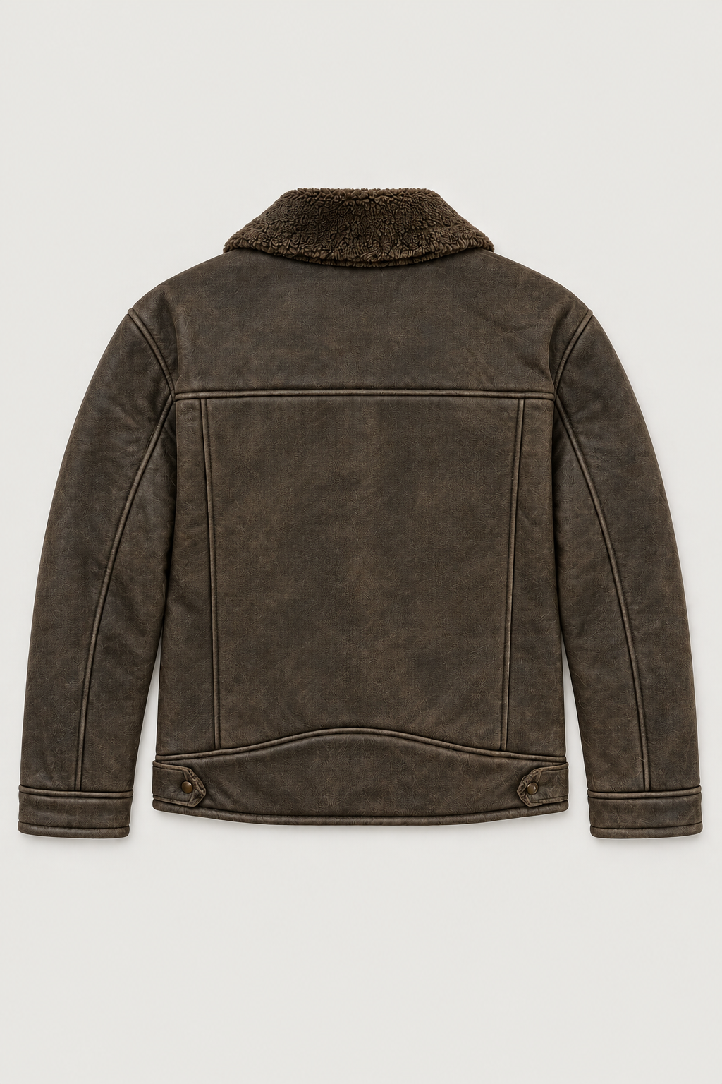 Blouson aviateur effet cuir kaki foncé, vue de dos