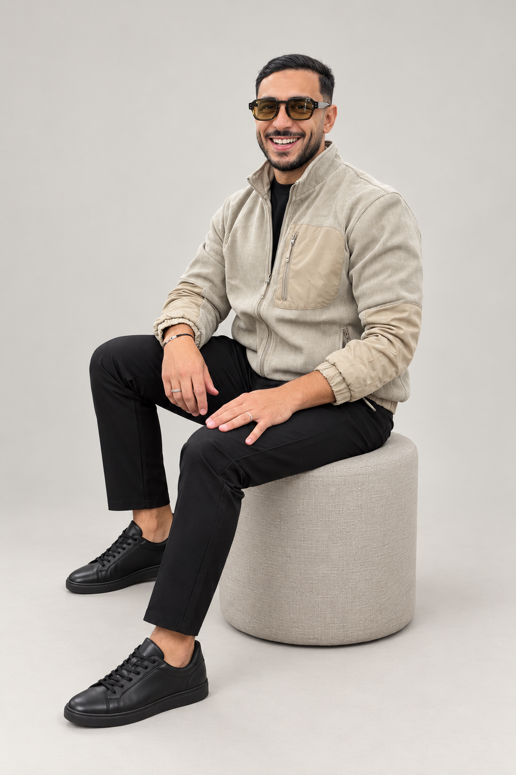 Veste zippée en velours côtelé