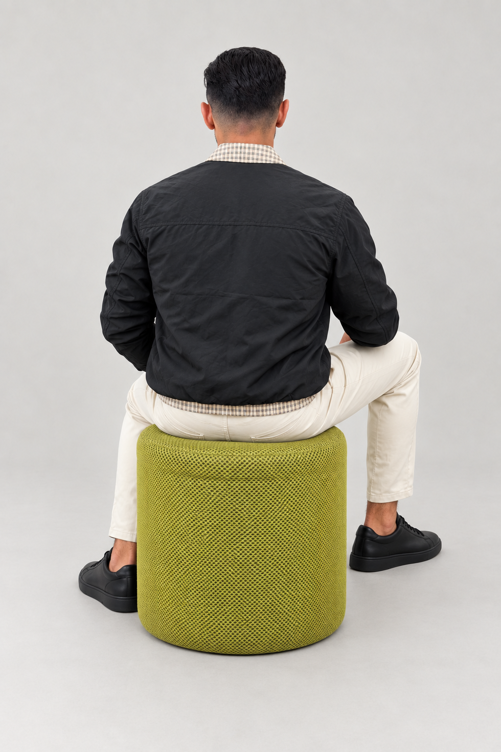 Blouson zippé col à carreaux