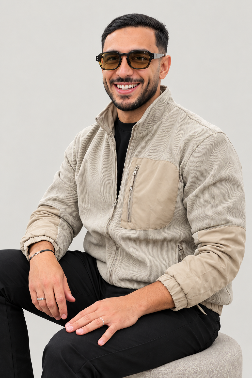 Veste zippée en velours côtelé