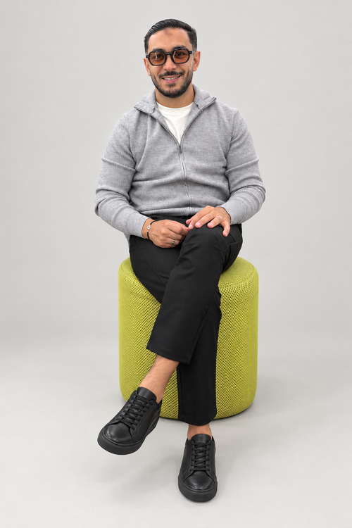 Cardigan zippé col montant