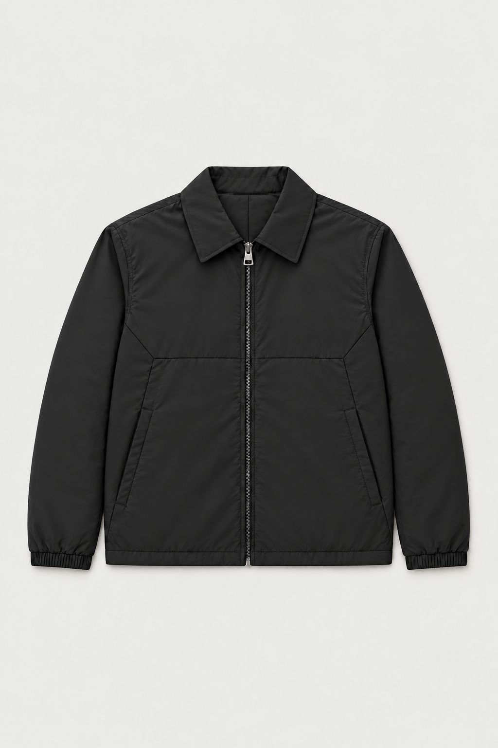 Blouson zippé col chemise noir – vue de face