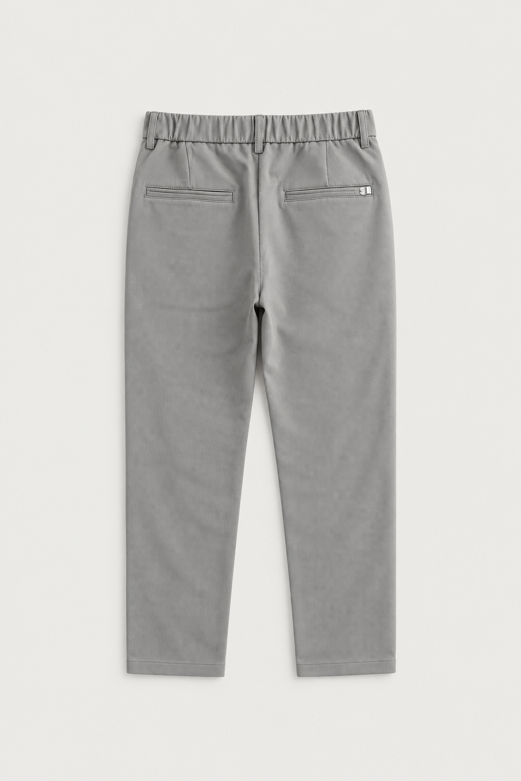 Chino à pinces dos élastiqué gris, vue de dos