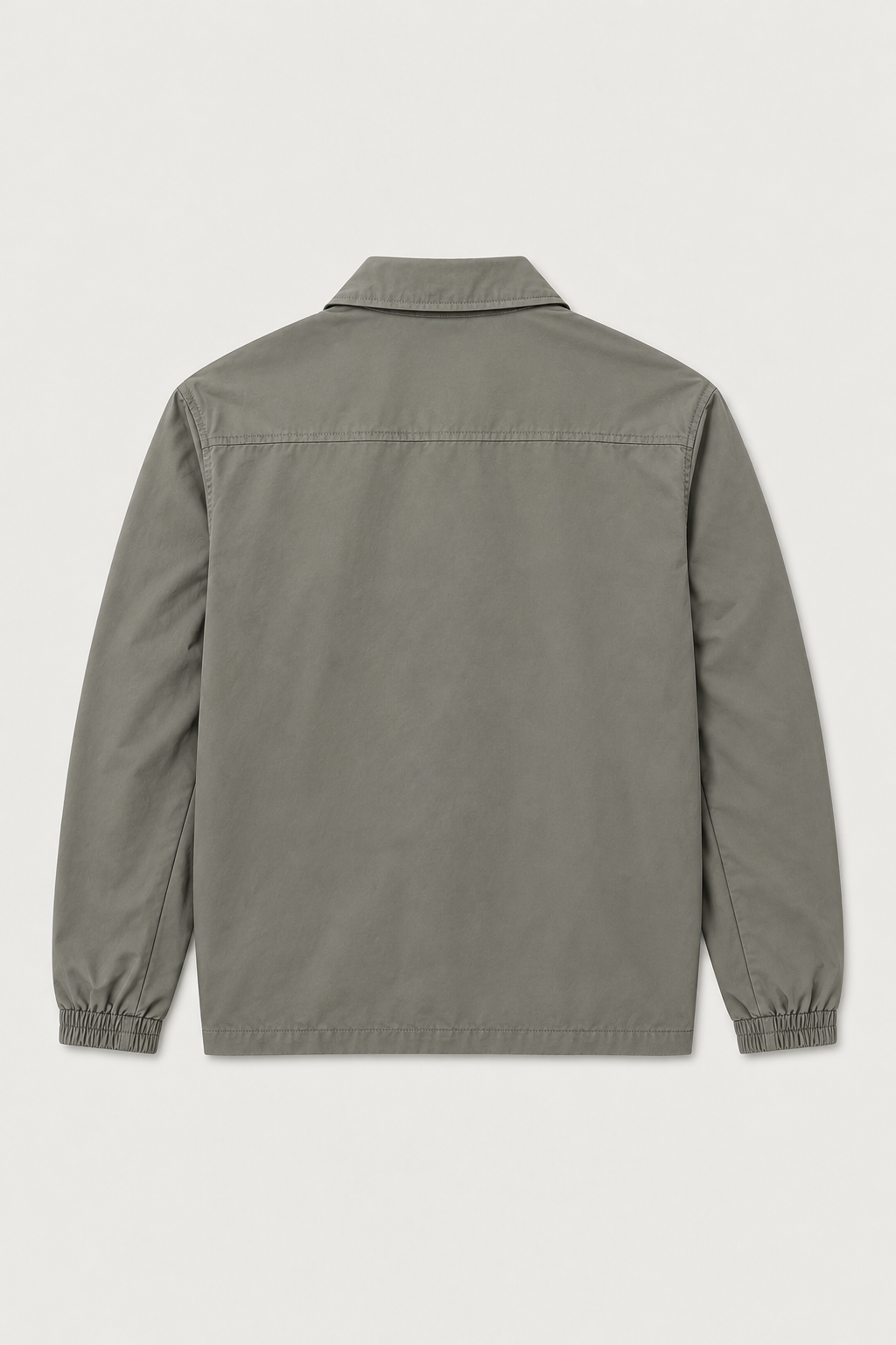 Blouson boutonné col chemise gris olive, vue de dos