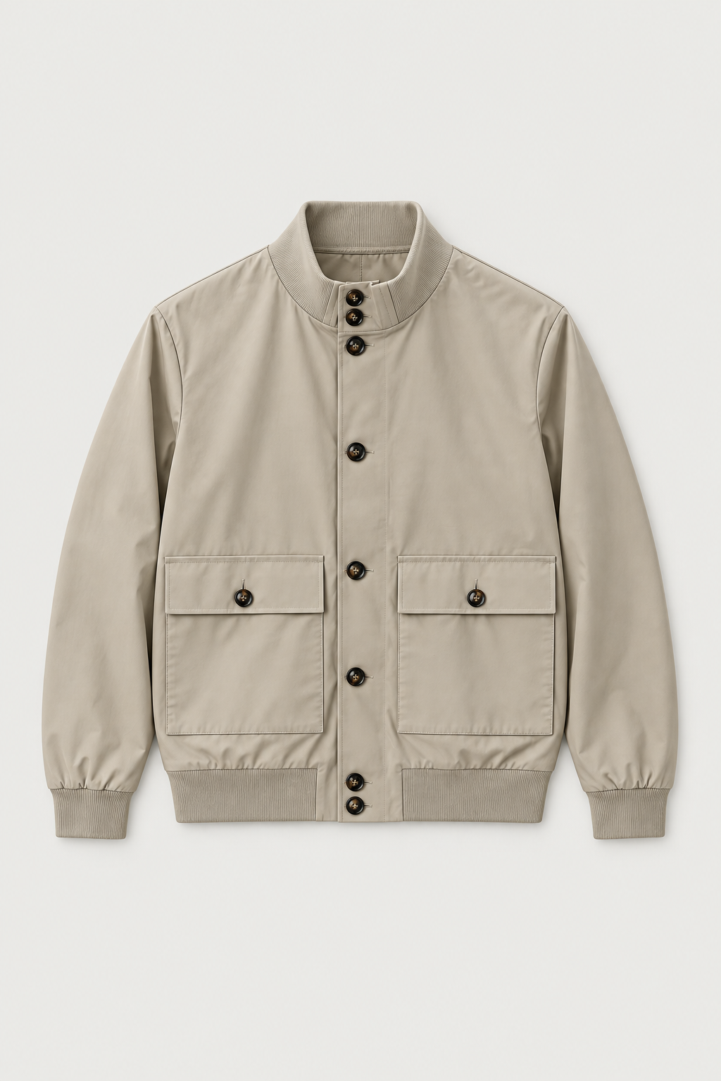 Blouson à poches col montant beige, vue de face